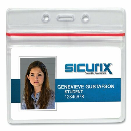 SICURIX Sealable Cardholder, Horizontal, 3.75 x 2.62, Clear, 50PK BAU47830